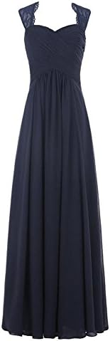MingHao Long Pleated Chiffon Prom Evening Party Gowns Formal Bridesmaid Dress 14 Navy Blue
