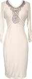 Stretch Rayon Jersey Pullover Dress 1/2 Sleeve Beaded Bib Neckline Junior Plus Size