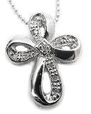 Sterling Silver Genuine Diamond Cross Pendant Necklace