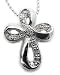 Sterling Silver Genuine Diamond Cross Pendant Necklace