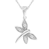 14K White Gold Diamond Dragonfly Fashion Pendant