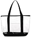 Large Clear Zipper Tote with Color Trim & Bottom (Black)