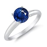 1/2 CT Blue Sapphire Solitaire Ring 14K White Gold (Available In Sizes 5 - 10)