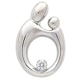 14K White Gold Mother & Child Small Diamond Pendant