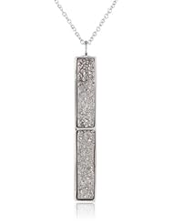 Marcia Moran "Illume" Rhodium Plated Vertical Rectangle Shaped Two Stone Pendant Necklace, 27.75"
