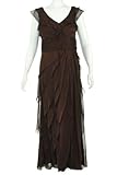 Adrianna Papell Chiffon Tier Pleated Dress Chocolate 14
