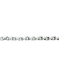 10mm 14k Fancy White Gold Link Bracelet 7"