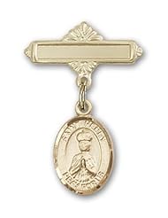 Gold Filled Baby Badge with St. Henry II Charm and Polished Badge Pin