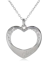Sterling Silver Simulated Diamond with Curved Open Heart Pendant Necklace, 18"