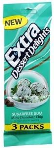 Extra Dessert Delights Mint Chocolate Chip Sugar Free Gum 3 15-stick Packages (45 Pieces)