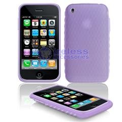 Apple iPhone 3G Lilac Silicone Skin Case Cover with Screen Protector