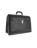 Forzieri Black Italian Leather Buckled Large Doctor Bag
