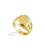 14k Yellow White Gold Men's Cross Engraveable Band Ring