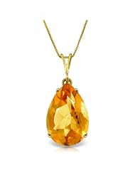 14k Solid Gold 18" Necklace with Genuine 5ct Citrine Pendant