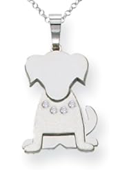The Kids® Dog with (0.03 cttw) Diamond Collar Charm / Pendant in 14 kt White Gold