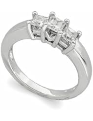 Ann Harrington Jewelry 14k White Gold 5/8 Ct Tw 3 Stone Princess Cut Diamond Ring