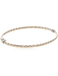 Bonded Sterling Silver and 14k Yellow Gold Twist Bangle Bracelet