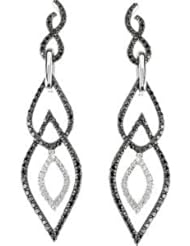 1 1/3 Ct Tw Black & White Diamond Earrings by US Gems