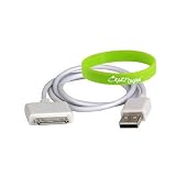 CrazyOnDigital High Speed Data Charger USB Cable for Apple iPhone 4 4G 16GB 32GB Wireless Cell Phone. CrazyOnDigital Wristband Included