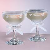 Bride & Groom Champ Glasses W/bows