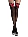 Queen Plus Size Sheer Lace Thigh High Stockings with Red Bow Plus Size Stockings