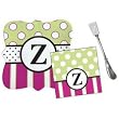 Monogram Peppy Cocktail Napkins, Monogram Spreader, and Decorative Plate - Z