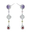 Sterling Silver Fashion Earrings with Multicolor CZ - Dangling