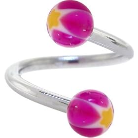 psychedelich Purple STAR Acrylic Spiral Twister Belly Ring by 