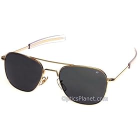 AO Flight Gear Original Pilot Sunglasses, 57mm, Gold Models: Original Pilot, 57mm, Gold, Wire Spatula, True Color Model 30084