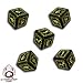 Q-Workshop: 5 Dice Set - Carved Elvish / Elven d6 Dice / Die (Black & Yellow)