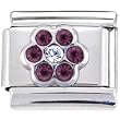 Crystal Gem February Birthstone Daisy Italian Charm