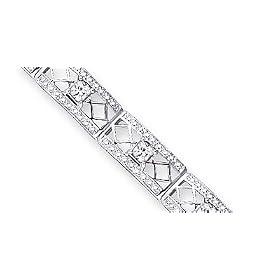 Victorian Style Princess Cut White CZ Gemstone Bracelet in Sterling Silver by Peora