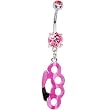 Pink Camouflage Brass Knuckles Belly Ring