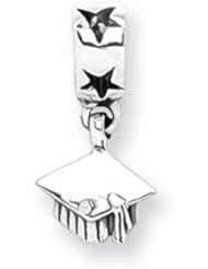 Graduation Cap Dangle Charm in Silver for 3mm Charm Bracelets