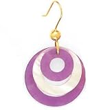 14K LAVENDER JADE & MOP CIRCLE EARRINGS (FRENCH WIRE)