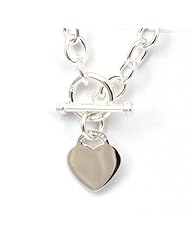Toc Sterling Silver 34 gram Necklace with Heart Charm with T-Bar Closure