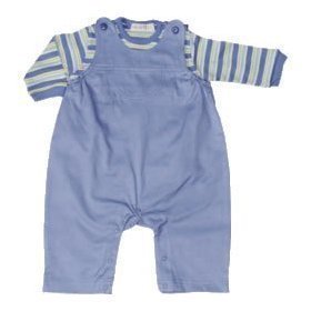 Under the Nile Organic Cotton Twill Overall with Stripe Tee - 6 to 9 Months