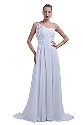 One Shoulder Charmeuse/Chiffon  Backless Evening Dress  With Ruffles