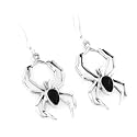 Sterling Silver Black Onyx Widow Spider Hook Earrings