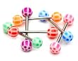 Stainless Steel with UV Assorted Color Barbell - Soccer Ball Sold as a Pair