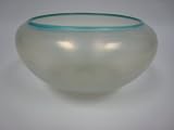 Steuben Cyprian Bowl - Verre d soie with Celeste Blue Trim