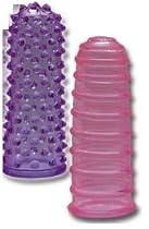 Orion 513172 Latex-Fingerh&uuml;llen im 2-er Set, 8cm lang, &Oslash; 2,5 cm. 1 x genoppt, 1 x gerillt. Farbsortiert (lila + pink).