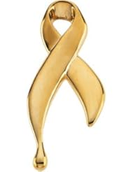 Clevereves 14K Yellow Gold 26.00X11.50 mm Lapel Pin Ribbon Of Tears