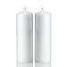 Light In The Dark White Pillar Candles - Set of 2 Unscented Candles - 9 inch Tall, 3 inch Thick - 90 Hour Clean Burn Time
