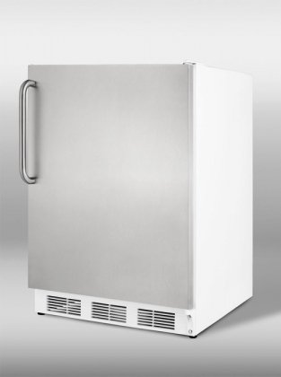 Upscale wide undercounter refrigerator-freezer with Stainless Steel Door and Towel Bar Handle
