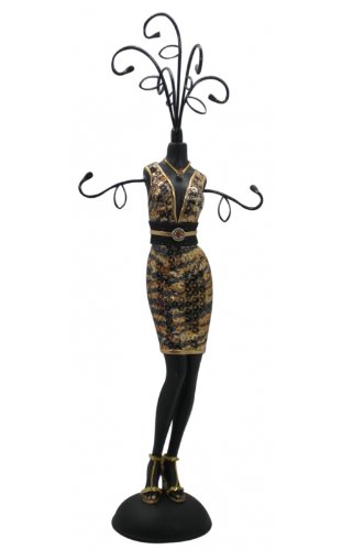 Animal Print Jewelry Stand Doll Dress Form Sequined - Brown 14