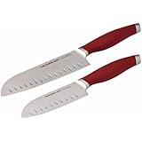 Rachael Ray Cucina Cutlery 2-Piece Japanese Stainless Steel Santoku Knife Set