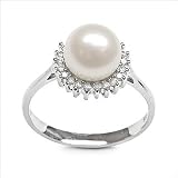 White Sunflower Japanese Akoya Cultured Pearl Ring