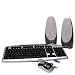 Video Games : PS/2 Keyboard, Mouse, & Speaker Kit (Silver/Black)