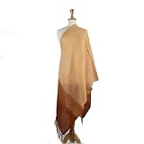 Olive N Figs Pashmina Wool Two Tone Capuccino Blend Shawl/Wrap with Embroidered Border